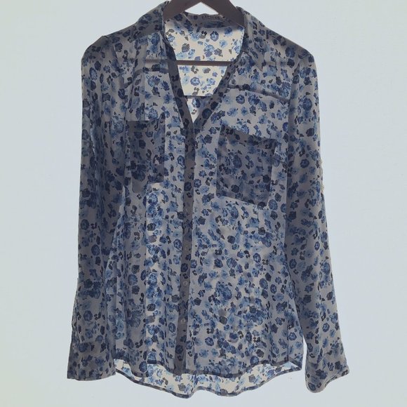 Express - Portofino Shirt - Blue Floral - Picture 1 of 2